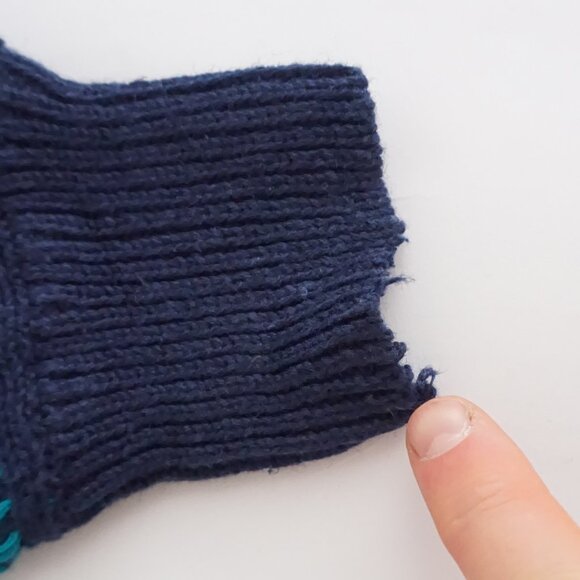 Vintage Bonnie Blue Teal Geometric Beaded Collared Button Front Sweater L - Picture 11 of 11